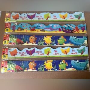 5  New Packages Of Bulletin Board Borders-14 Each Package About 18 Inches Each